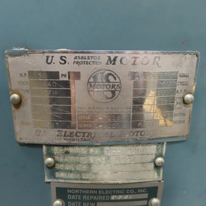 U.S. Motors CFU 150HP 3Ph Vertical Electric Motor 440V 1800RPM Frame 587