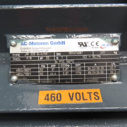 AC Motoren GmbH JM 225 S-4/HE 37/44.4kW 1480/1776RPM 460/795V AC Motor