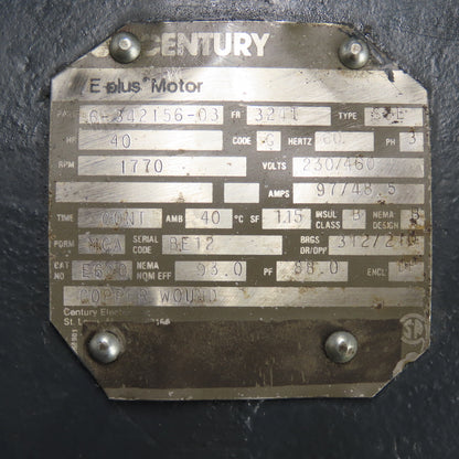 CENTURY 6-342156-03 40HP 1770RPM 3Ph Electric Motor 230/460V 324T Frame