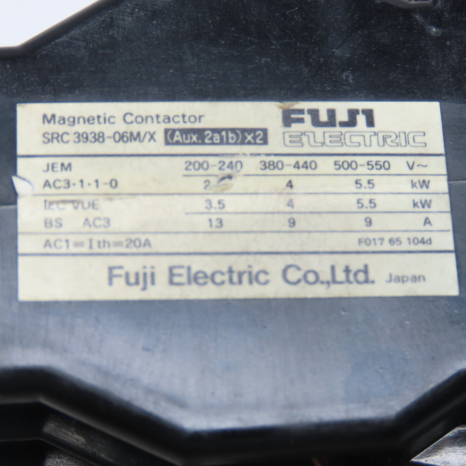 Fuji SRC3938-06M/X Magnetic Reversing Contactor 600V 5.5kW Max 110V Coil 7-11A