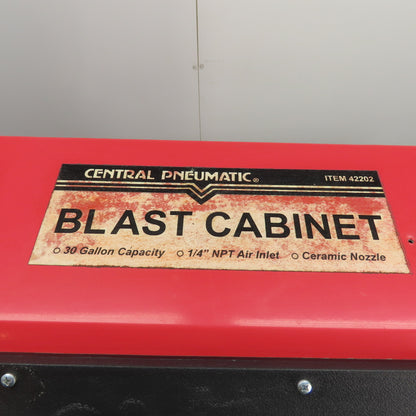 Central Pneumatic 42202 30 Gallon Blast Cabinet 1/4" (Cracked Window) Tested