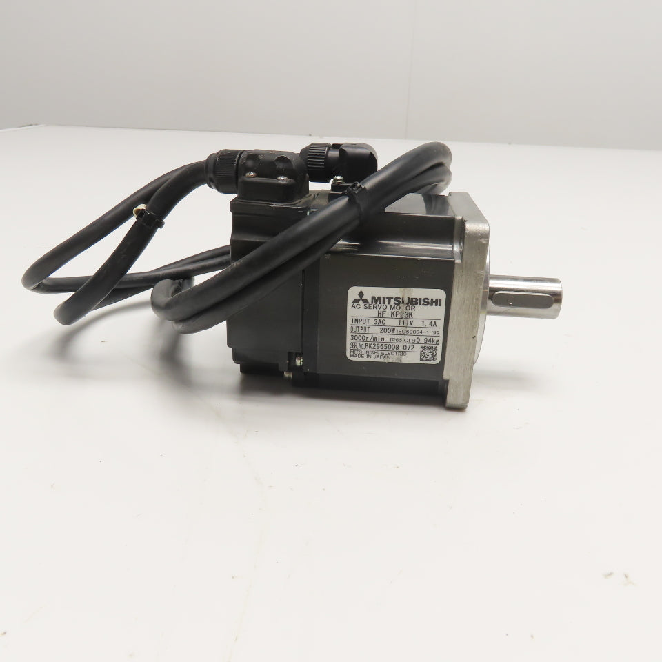 Mitsubishi HF-KP23K 3AC 111V 1.4V200W 3000RPM AC Servo Motor 14mm Shaft