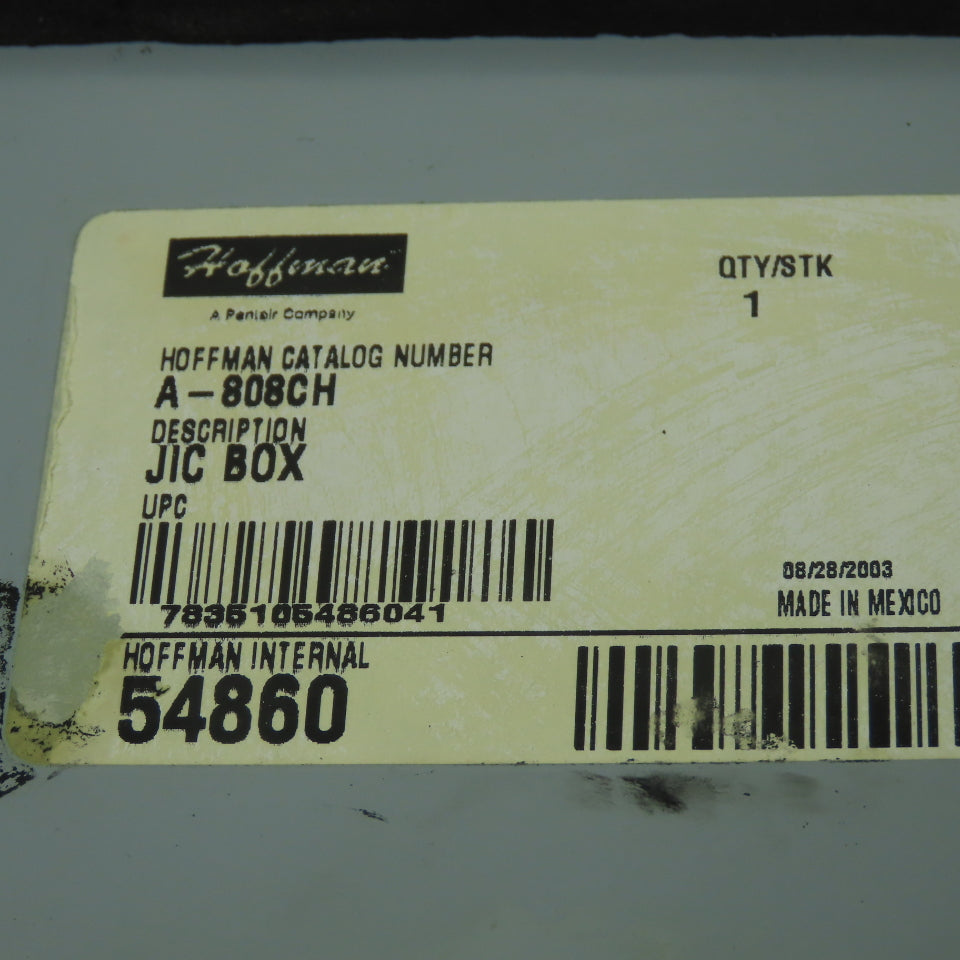 Hoffman A-808CH 8" x 8" x 4" Electrical Enclosure JIC Box NEMA Type 12