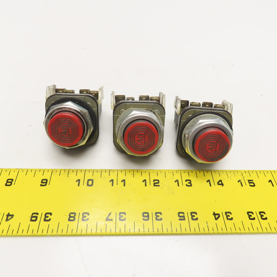 Allen Bradley 800T-B 600V Momentary Contact Red Push Button Switch Lot Of 3