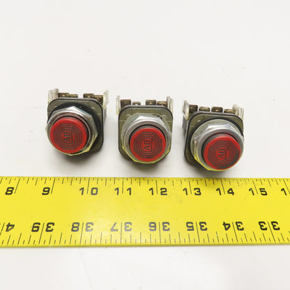 Allen Bradley 800T-B 600V Momentary Contact Red Push Button Switch Lot Of 3