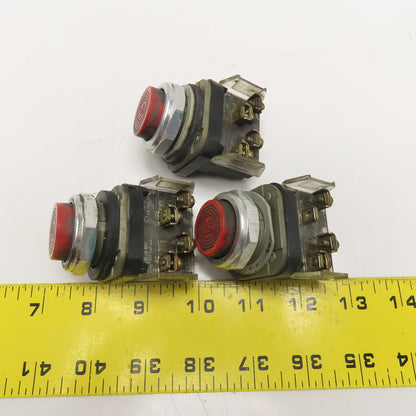 Allen Bradley 800T-B 600V Momentary Contact Red Push Button Switch Lot Of 3