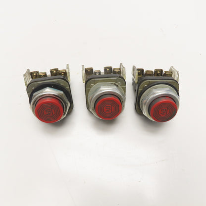 Allen Bradley 800T-B 600V Momentary Contact Red Push Button Switch Lot Of 3