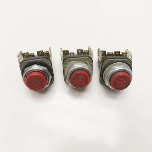 Allen Bradley 800T-B 600V Momentary Contact Red Push Button Switch Lot Of 3