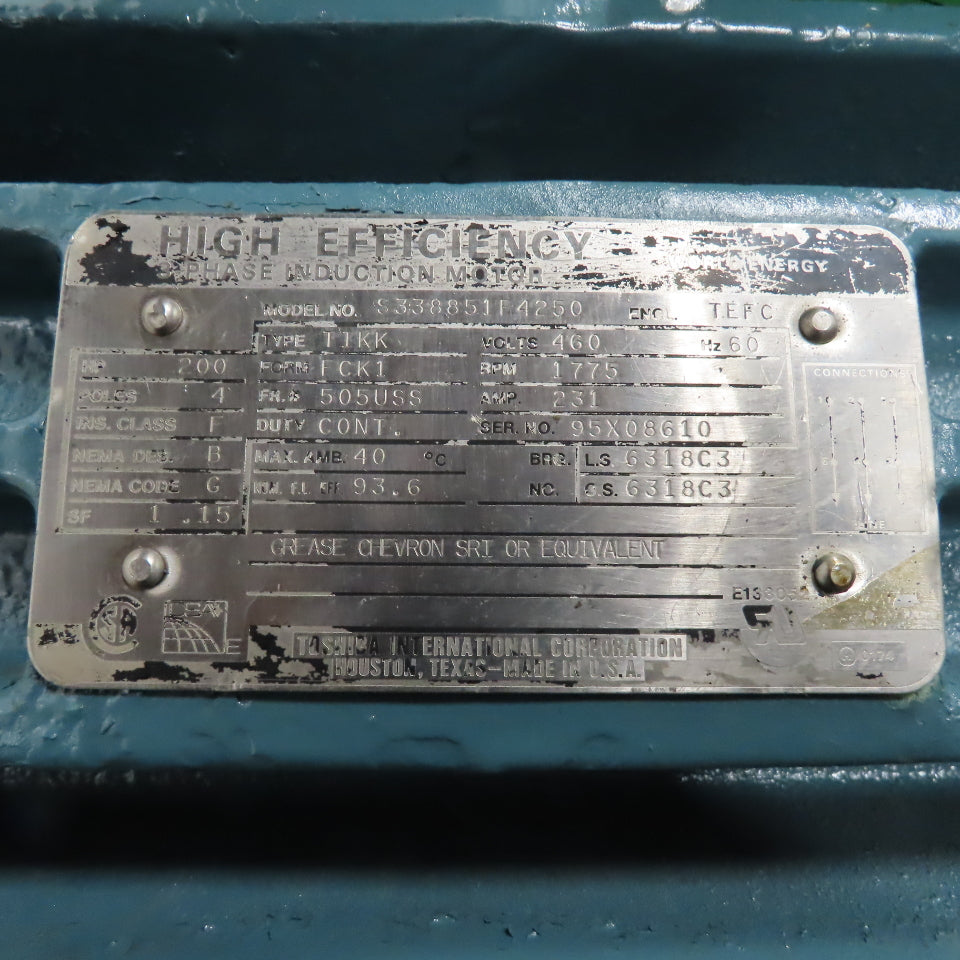 Marathon TIKK 533885114250 200HP High Efficiency Electric Motor 460V 3Ph 505USS