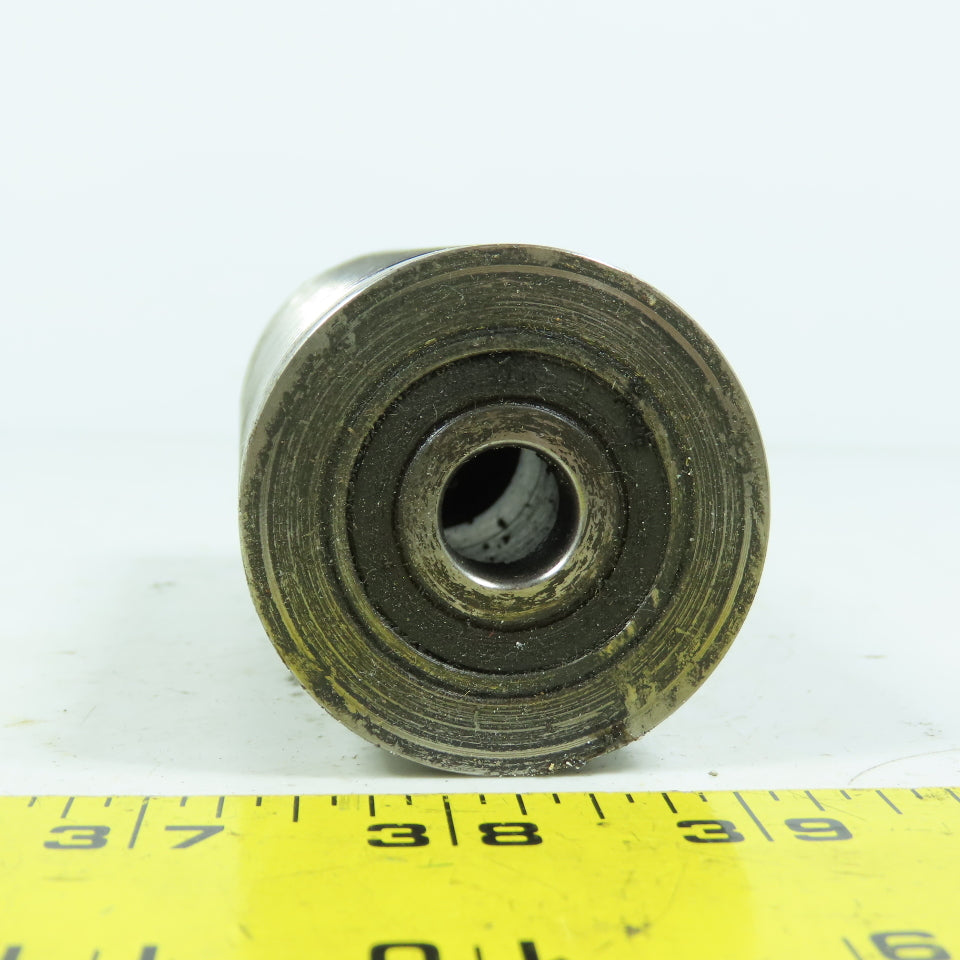 4.45" OAL x 2.0" OD Grooved Aluminum Idler Roller Bearing Mounted 1/2"