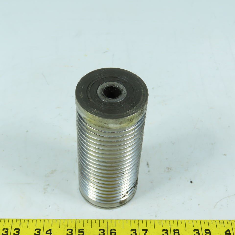 4.45" OAL x 2.0" OD Grooved Aluminum Idler Roller Bearing Mounted 1/2"