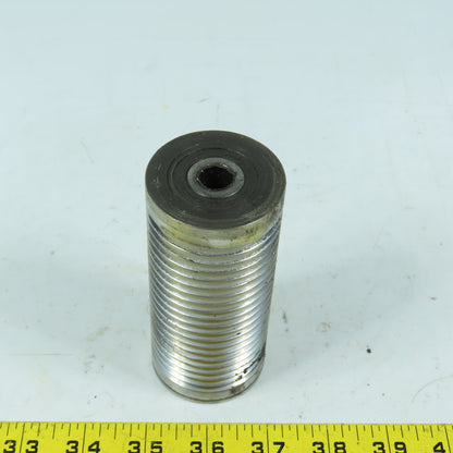 4.45" OAL x 2.0" OD Grooved Aluminum Idler Roller Bearing Mounted 1/2"