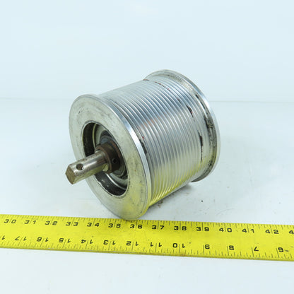 4.45" OAL x 6.0" OD Grooved Aluminum Idler Roller Bearing Mounted 3.5" BF
