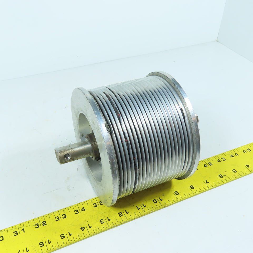4.45" OAL x 6.0" OD Grooved Aluminum Idler Roller Bearing Mounted 3.5" BF