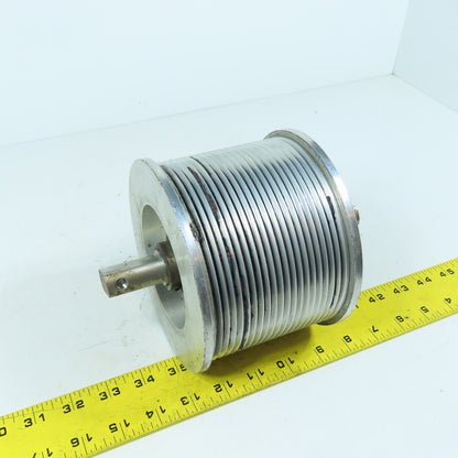 4.45" OAL x 6.0" OD Grooved Aluminum Idler Roller Bearing Mounted 3.5" BF