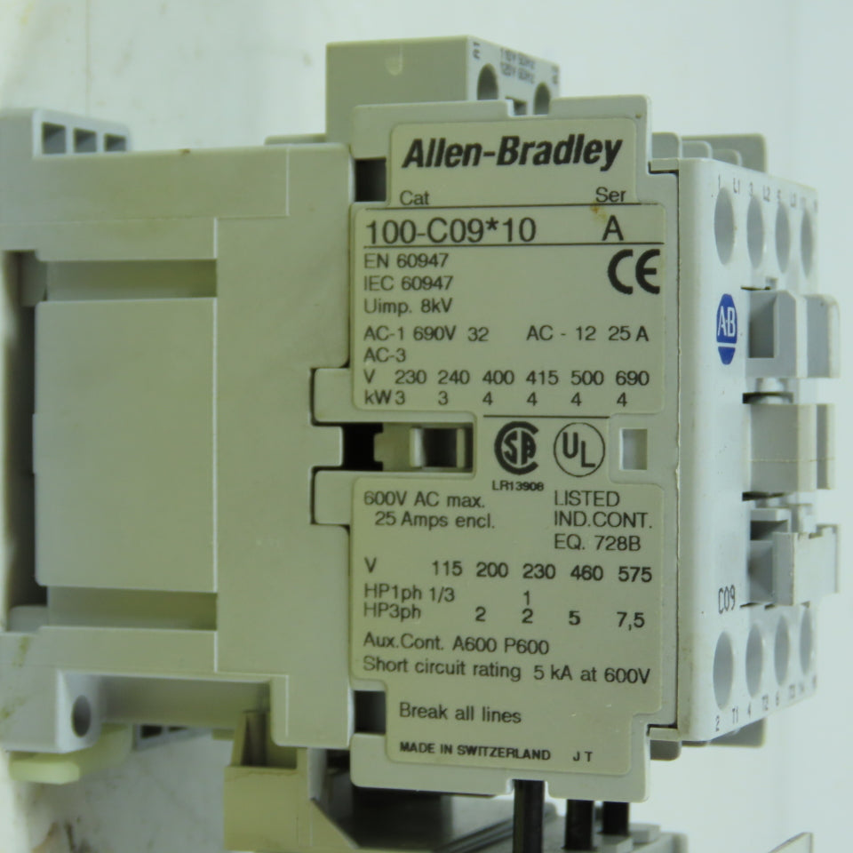 Allen-Bradley 100-C09*10 IEC Motor Starter 120V Coil W/ 1.6-5.0A Overload Relay