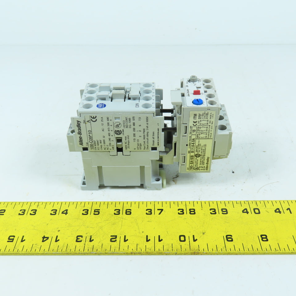 Allen-Bradley 100-C09*10 IEC Motor Starter 120V Coil W/ 1.6-5.0A Overload Relay