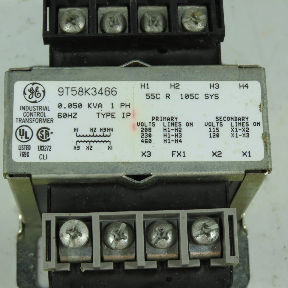 GE 9T58K3466 0.050kVA Control Transformer 208/230/460V 1Ph 115/120V Sec