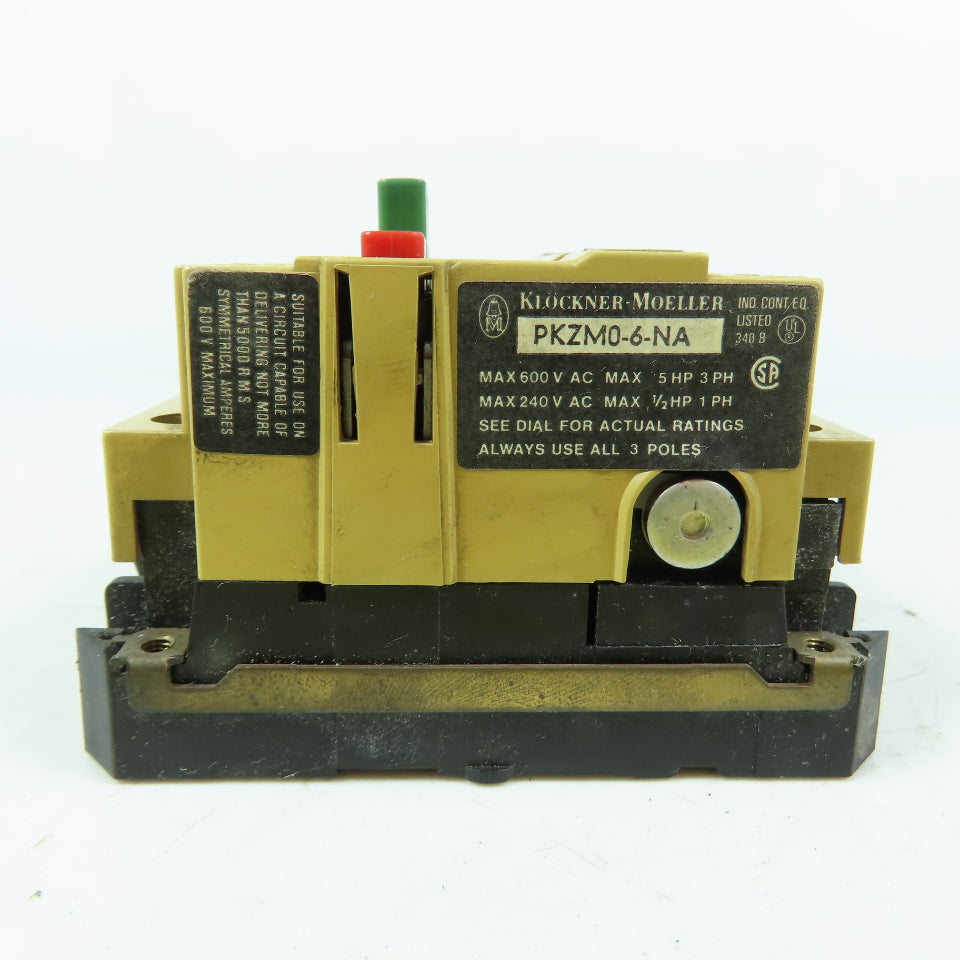 Klockner-Moeller PKZM0-6-NA Manual Motor Starter Protector 6A 600VAC 3Ph 5HP