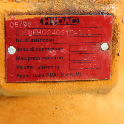 HYDAC DFBHHC240G10A1.1 High Pressure Hydraulic Filter Assembly 420 Bar Max 1.25"
