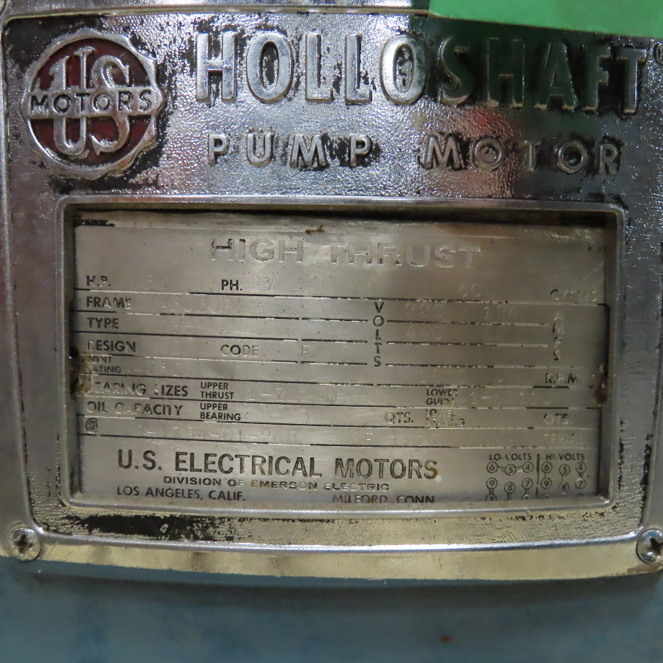 US Motors Type RU 50Hp 1800RPM 220/440V High Thrust Vertical Pump Motor