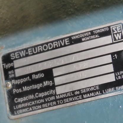 Sew RX101 5.22:1 Ratio Variable Speed Drive 20Hp 230/460V 337RPM Output