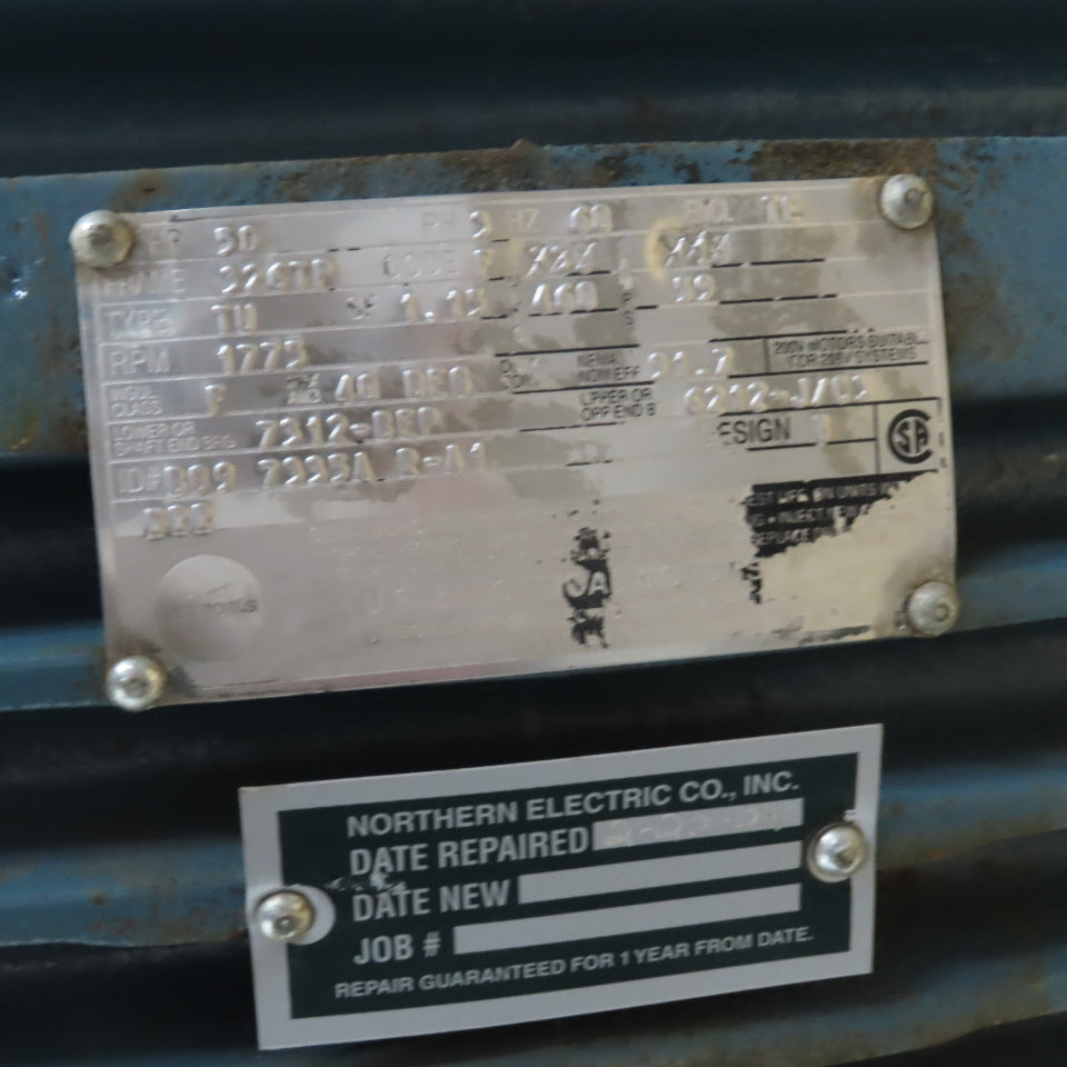US Motors Type TU 50Hp 1773RPM 460V 3Ph Vertical Pump Motor