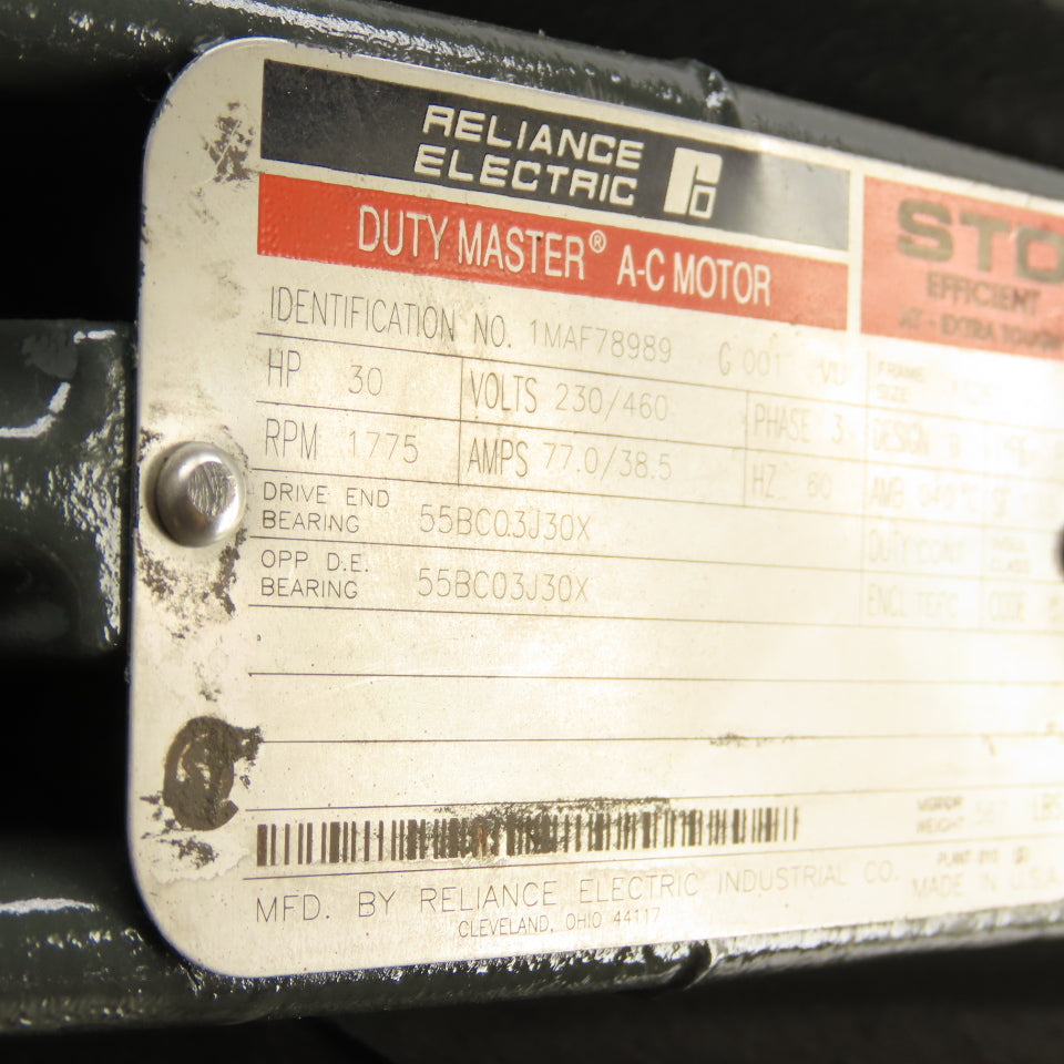 Reliance 1MAF78989 30HP Duty Master AC Motor 230/460V 3Ph 1775RPM 326T Frame