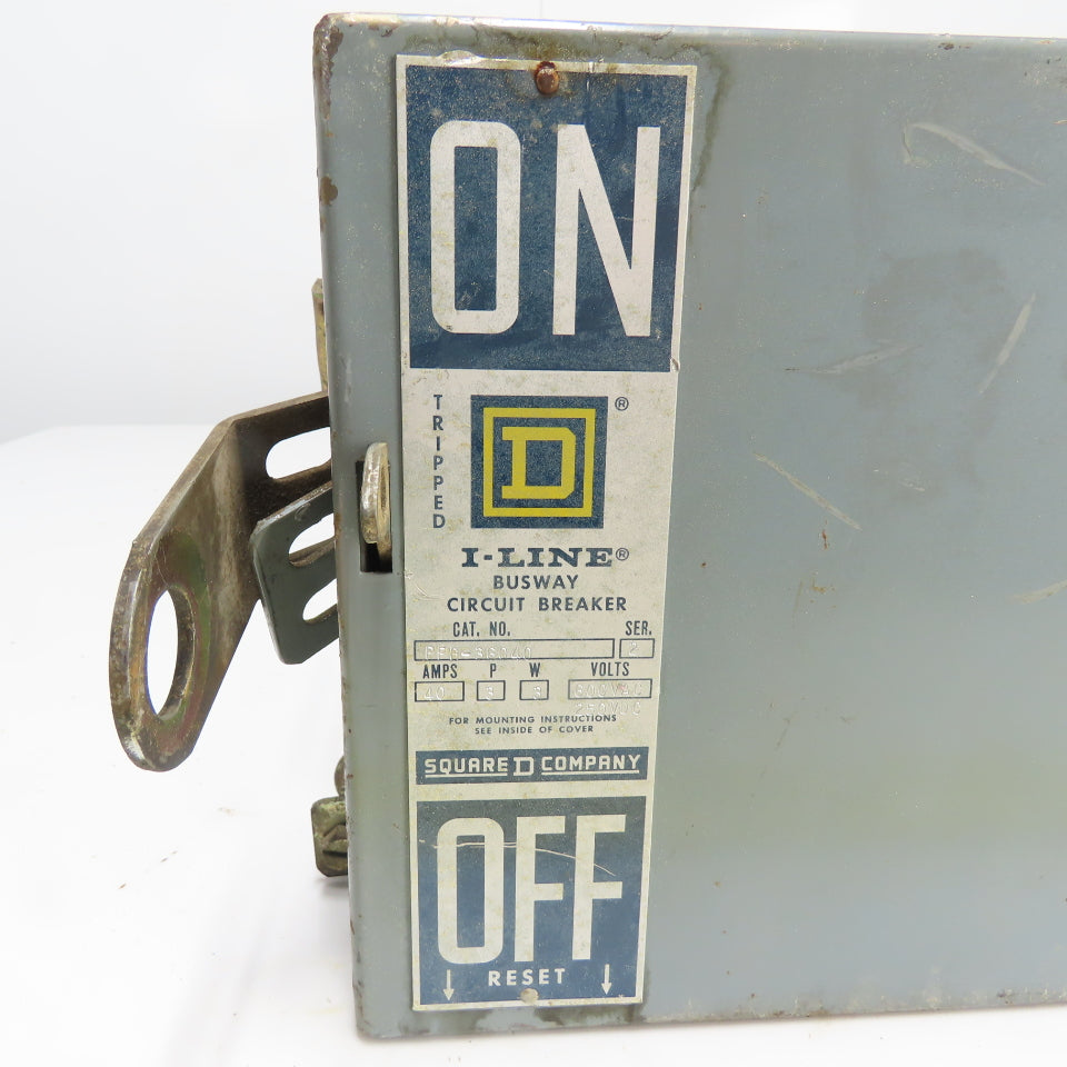 Square D PFH-36040 I-Line Busway Circuit Breaker 40A 3P 600VAC 250VDC 3W