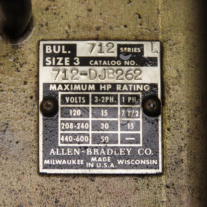 Allen-Bradley 712-DJB262 Size 3 Fused Combination Motor Starter 50HP Max