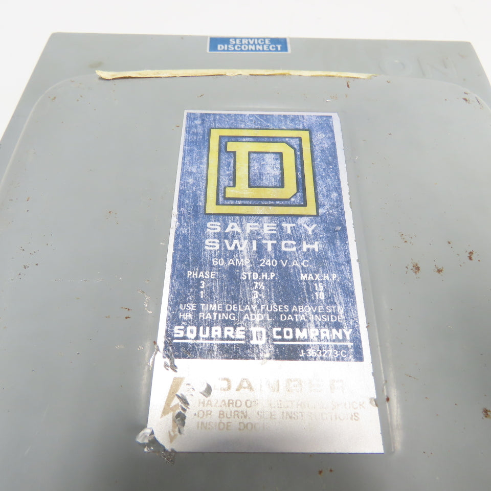 Square D D322N 60A Fused Safety Switch 3PH 240VAC 15HP