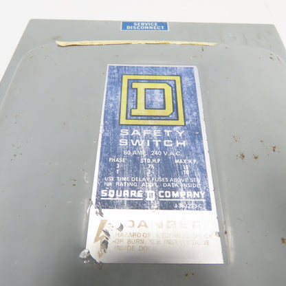 Square D D322N 60A Fused Safety Switch 3PH 240VAC 15HP