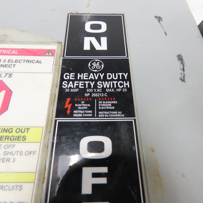 GE General Electric TH3361 30A Heavy Duty Fused Safety Disconnect Switch 600V