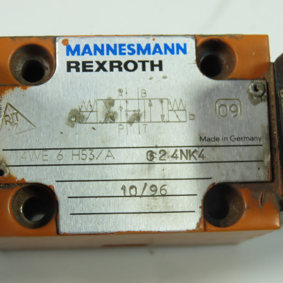 Mannesmann Rexroth 4WE 6 H53/A G24NK4 Dual Solenoid Hydraulic Valve 24V DC