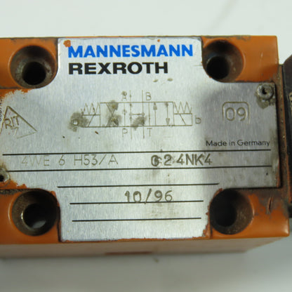 Mannesmann Rexroth 4WE 6 H53/A G24NK4 Dual Solenoid Hydraulic Valve 24V DC