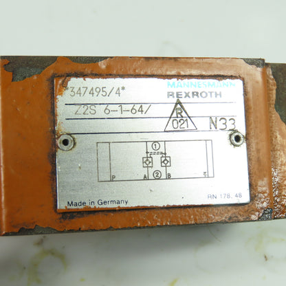 Mannesmann Rexroth Z2S 6-1-64/ Hydraulic Check Valve Modular Stacking