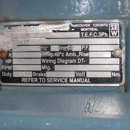 Sew RX101VU5HSDV1601 5.22:1 Ratio Variable Speed Drive 20Hp 230/460V 160-533RPM