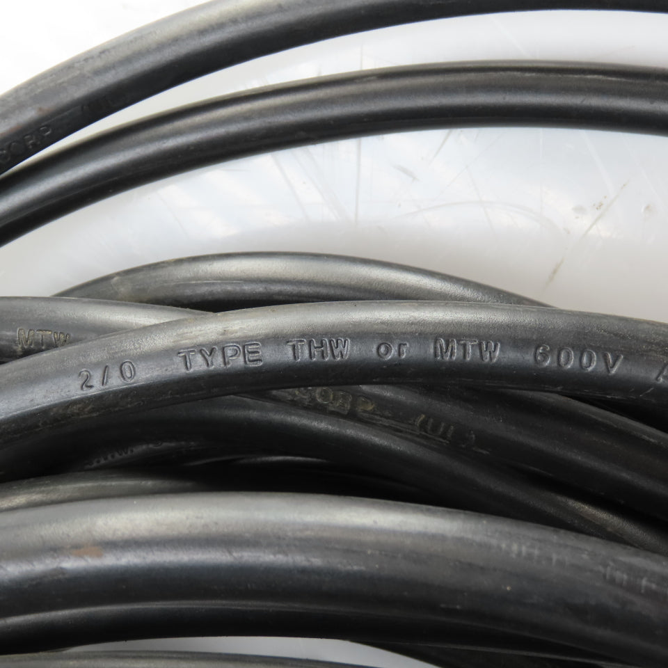 2/0 AWG THW/MTW Electrical Wire Cable 600V Black 90' Long