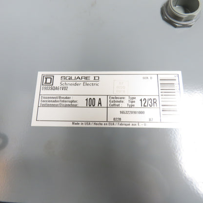 Square D Schneider 8903 SQA61V02 100A Disconnect Breaker (No Contactor)