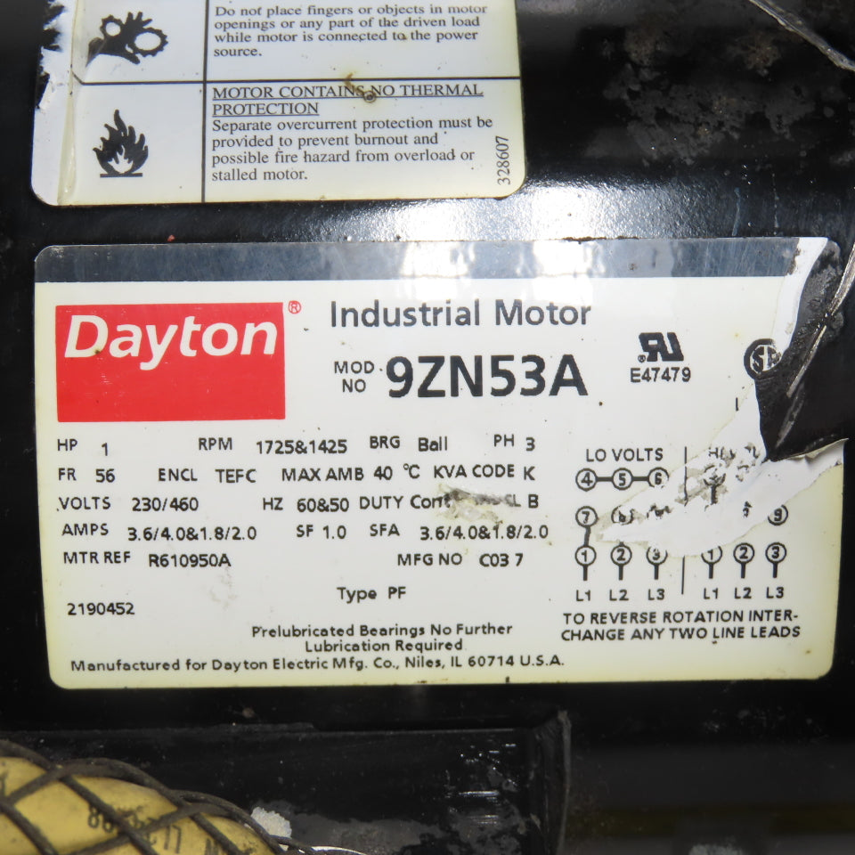 Dayton 9ZN53A Hydraulic Power Unit 1 HP 3 PH 230/460V Compact HPU