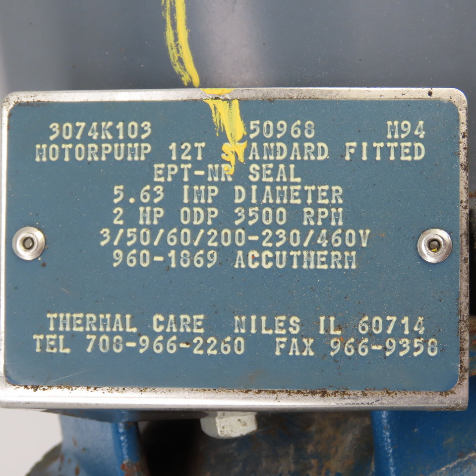 Thermal Care 182591-01 960-1869 2HP Centrifugal Pump 3Ph 200-230/460V Tested