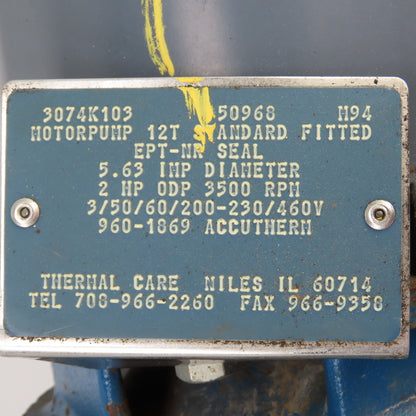 Thermal Care 182591-01 960-1869 2HP Centrifugal Pump 3Ph 200-230/460V Tested
