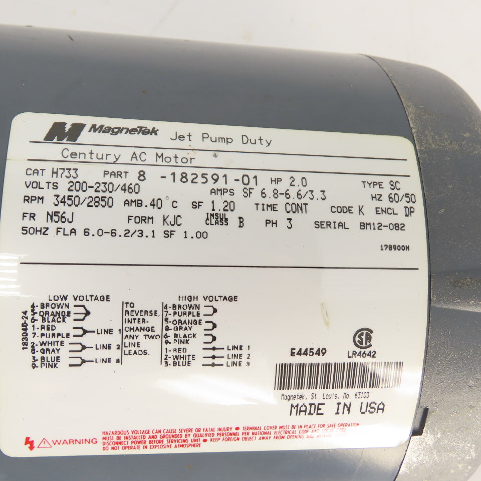 Thermal Care 182591-01 960-1869 2HP Centrifugal Pump 3Ph 200-230/460V Tested
