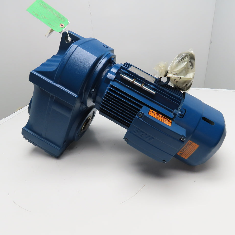 Sew FA77/GDRE100LC4BE5HR 14.06:1 Ratio 124RPM Gear Motor 5Hp 230/460V W/ Brake