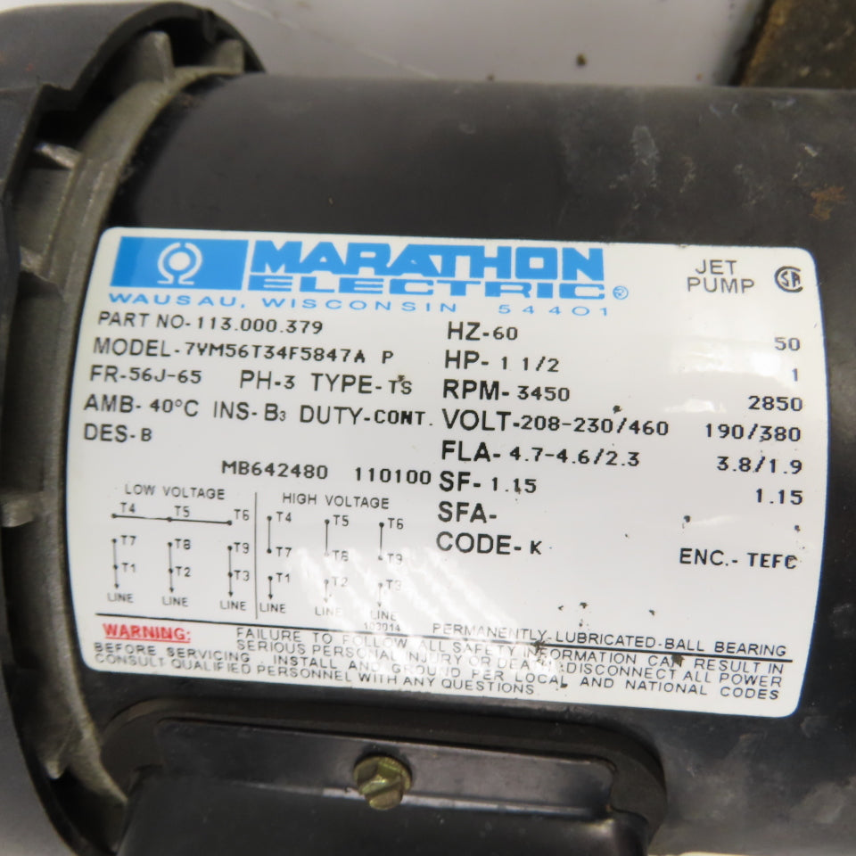 Thermal Care 3351K119 1.5HP Centrifugal Motor Pump 208-230/460V 3450RPM Tested