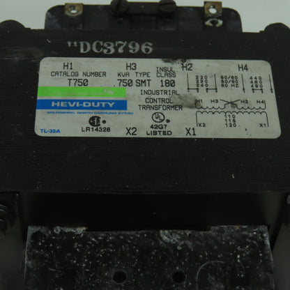 HEVI-DUTY T750 .750 KVA Control Transformer 220-480V Pri 110/115/120V Sec