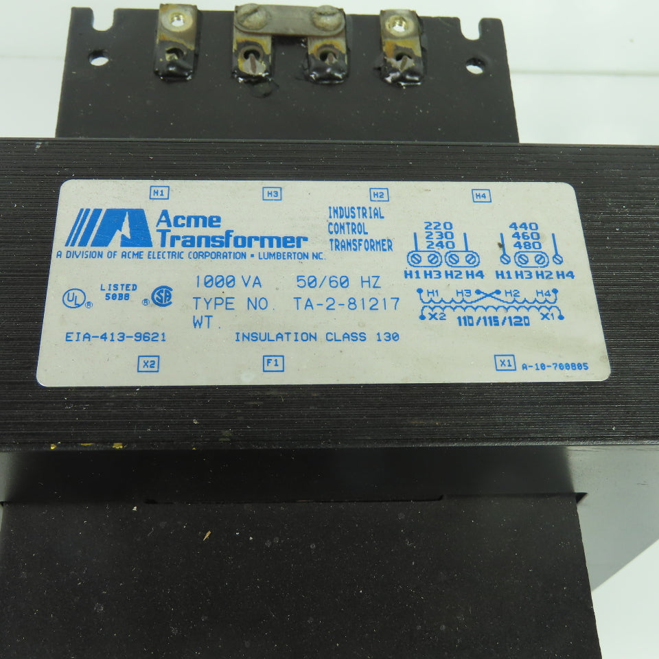 Acme TA-2-81217 1000VA Control Transformer 220-480V Pri 110/115/120V Sec
