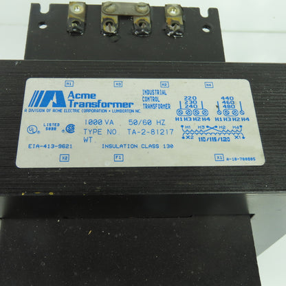 Acme TA-2-81217 1000VA Control Transformer 220-480V Pri 110/115/120V Sec