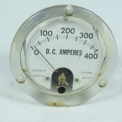 Hobart 12867-22 400641-6 DC Amperes Panel Meter 0-400A 50MV