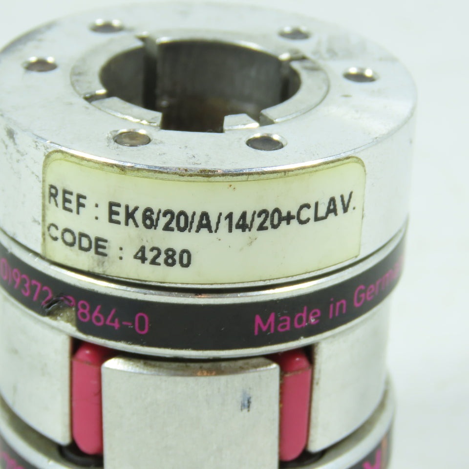 R+W 4280 EK6/20/A/14/20+CLAV Elastomer Jaw Aluminum Coupling 17mm x 20mm Bores